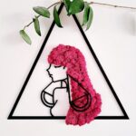 Dekoracja z chrobotka – Zodiak Waga, Fuksja, Rękodzieło.